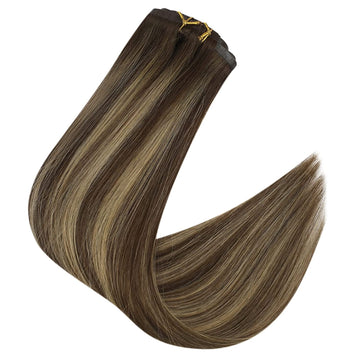 Fshine Pu Seamless Clip in Extensions 100% Human Hair Balayage #3P27 - FShine Shop